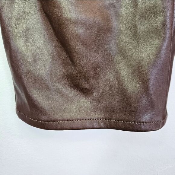 NWT Gap High Rise Vegan Leather Vintage Straight Pant Trouser Espresso Brown 16 - Picture 14 of 14